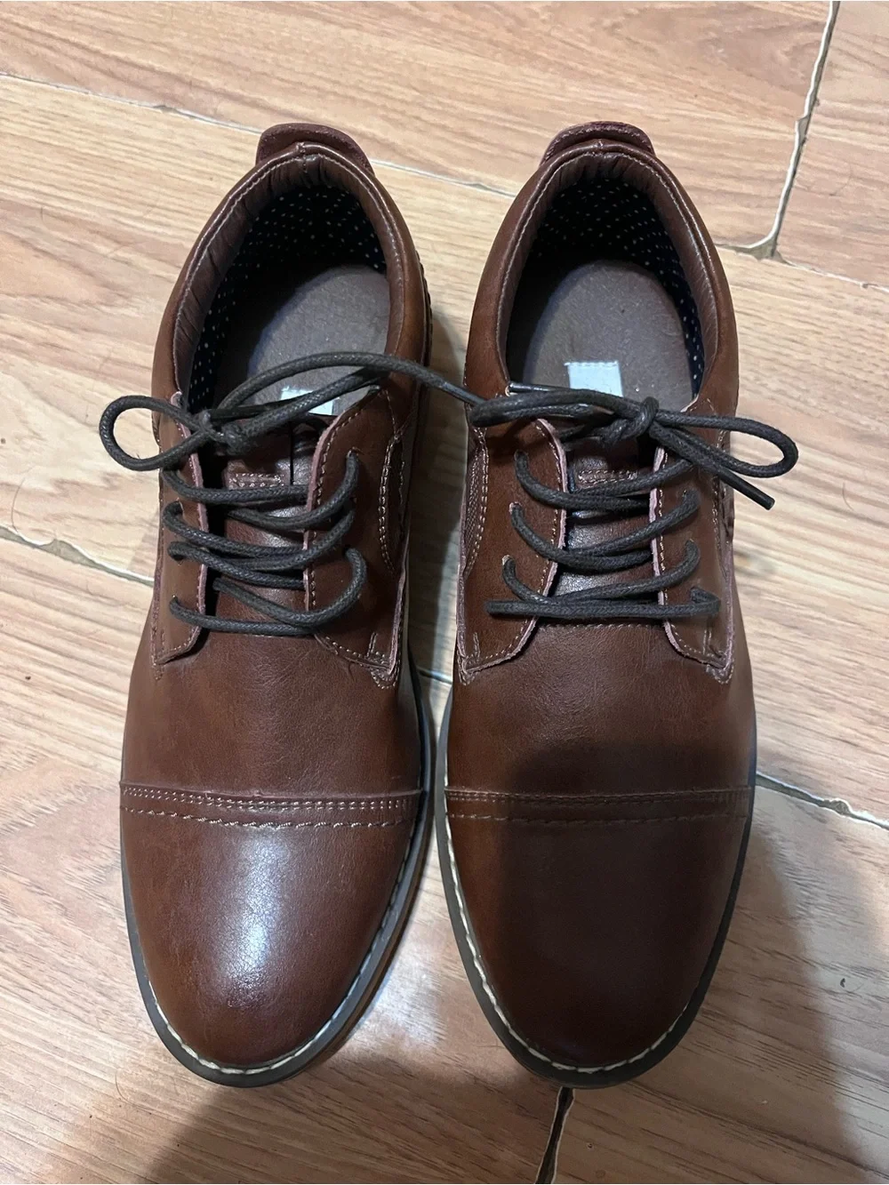 Steve Madden Brown Leather Kids Lace-Up Dress Shoes